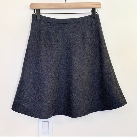 THEORY Zulle Wool A-Line Suiting Skirt Charcoal - Picture 9 of 11